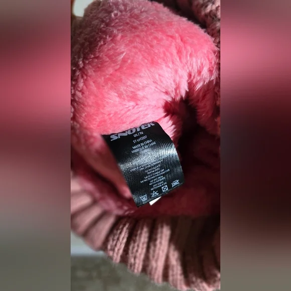Pink Knit Pom-Pom Beanie Snötek - Picture 2 of 2